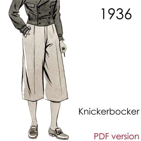 1936 Men's knickerbocker. Waist 100 cm (39.4"). PDF