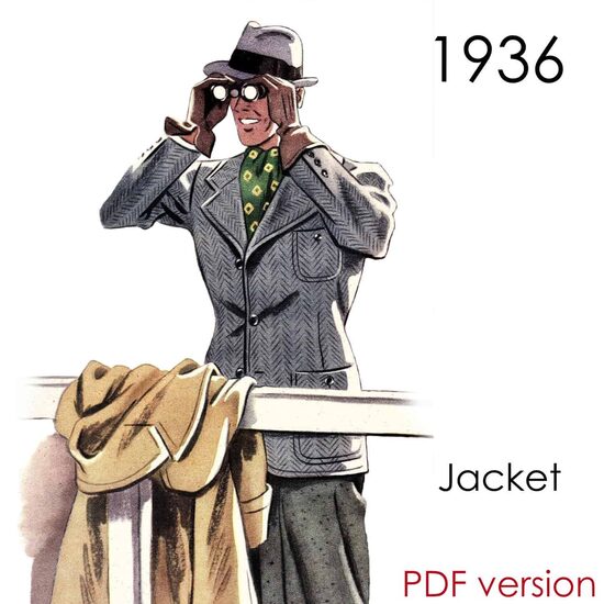 1930s Mens Sports coat. Chest 104 cm (41"). PDF pattern