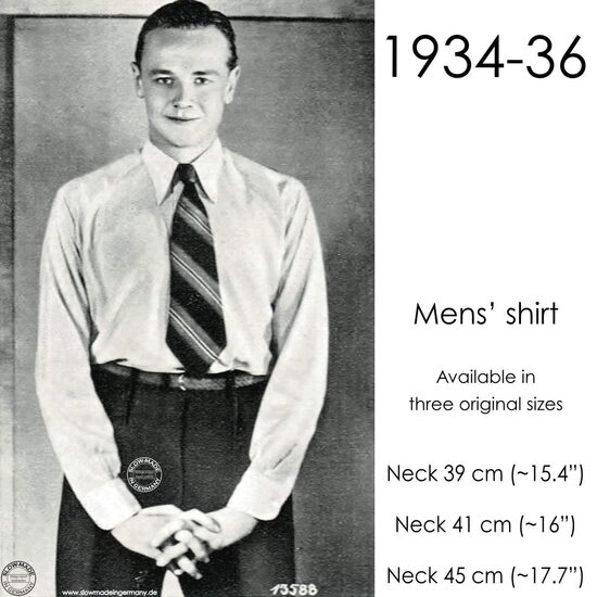 1930s Men's shirt. Neck 39-45 cm (15.4"-17.7")