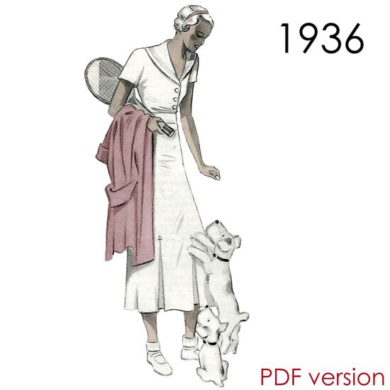 1936 Dress. Busts 90 cm & 102 cm (35" & 40")
