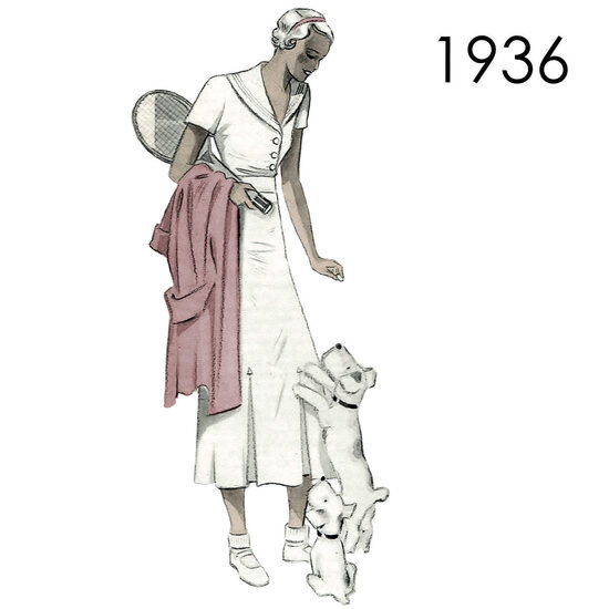 1936 Dress.  Busts 90 cm or 102 cm (35" or 40").