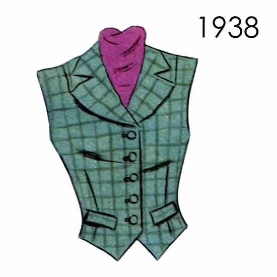 1938 Waistcoat.  Bust 100 cm (39.4")