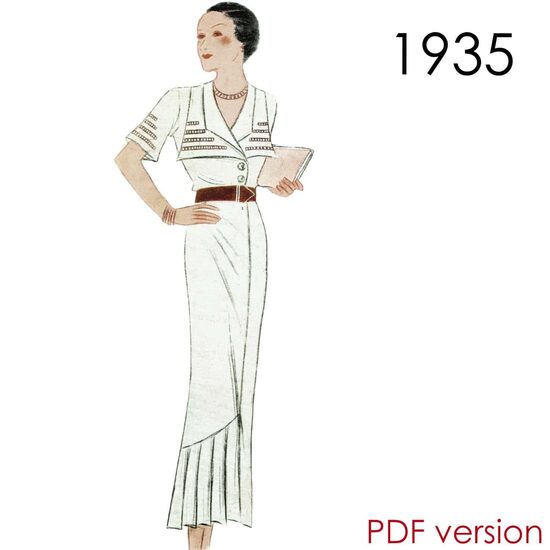 1935 Dress. Bust 96 cm (37.8"). PDF