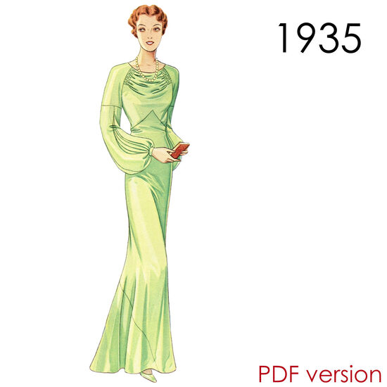 1935 Gown. Bust 102 cm (40"). PDF