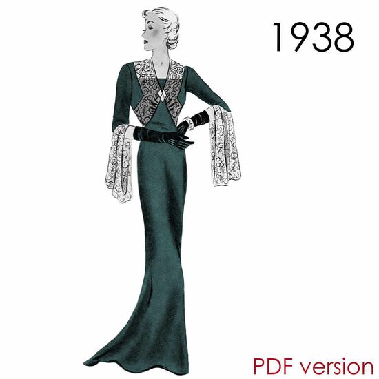 1938 Gown. Bust 102 or 114 cm (40" or 45"). PDF