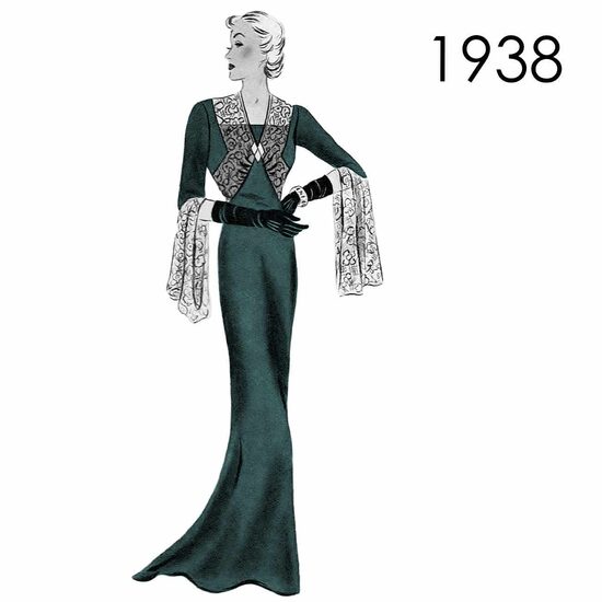 1938 Gown. Busts 102 cm or 114 cm (40" or 45")
