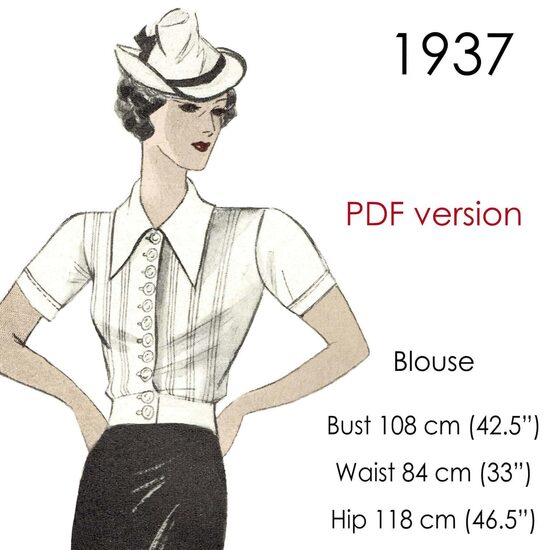 1937 Blouse. Bust 108 cm (42.5"). PDF
