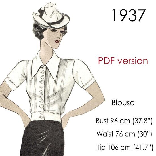 1937 Blouse. Bust 96 cm (37.8"). PDF