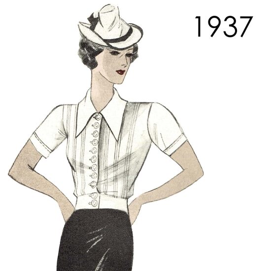 1937 Blouse. Busts 96 cm or 108 cm (38" or 43")