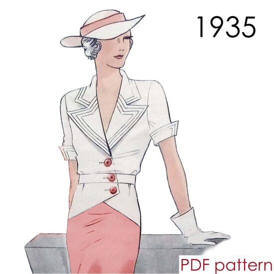 1935 Blouse. Bust 108 cm (42.5"). PDF