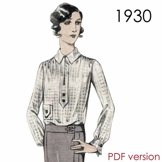 1930 Blouse. Bust 96 cm (37.8"). PDF