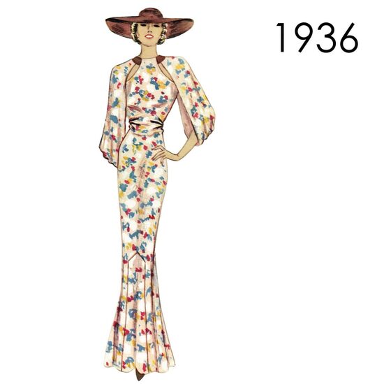 1936 Gown. Busts 90 cm to 98 cm (35" to 38.6")