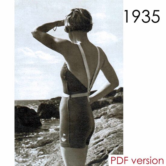 1935 Swimsuit. Bust 96 cm (37.8"). PDF pattern.