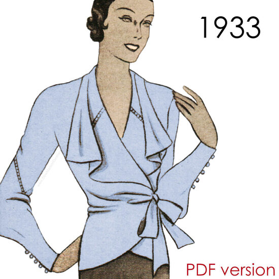 1933 Blouse. Bust 120 cm (47"). PDF pattern.