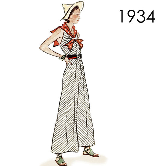 1934 Beach Pyjama. Bust 88 cm (34.6")