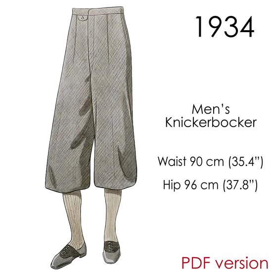 1934 Men's knickerbocker. Waist 90 cm (35.4"). PDF