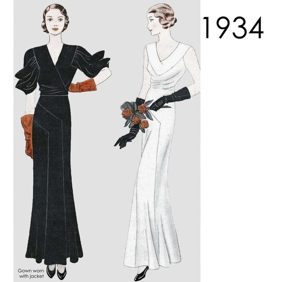 1934 Gown & Jacket. Bust 102 cm (40")