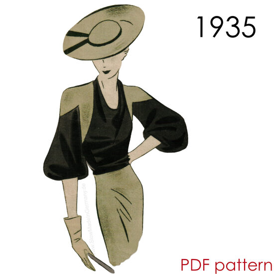 1935 Blouse & Vest. Bust 96 cm (37.8"). PDF