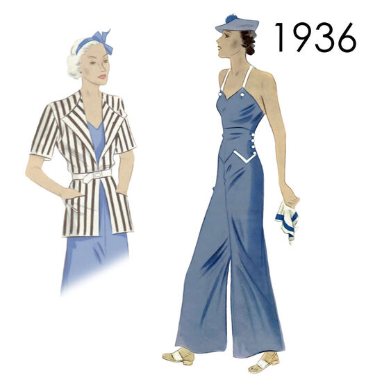 1936 Beach pyjama. Bust 104 cm (41")