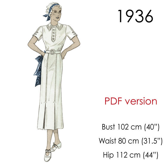 1936 Dress. Bust 102 cm (40"). PDF