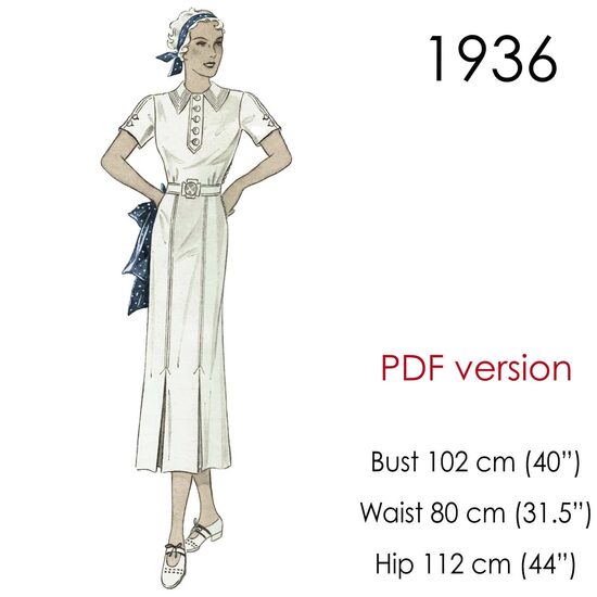 1936 Dress. Bust 102 cm (40"). PDF