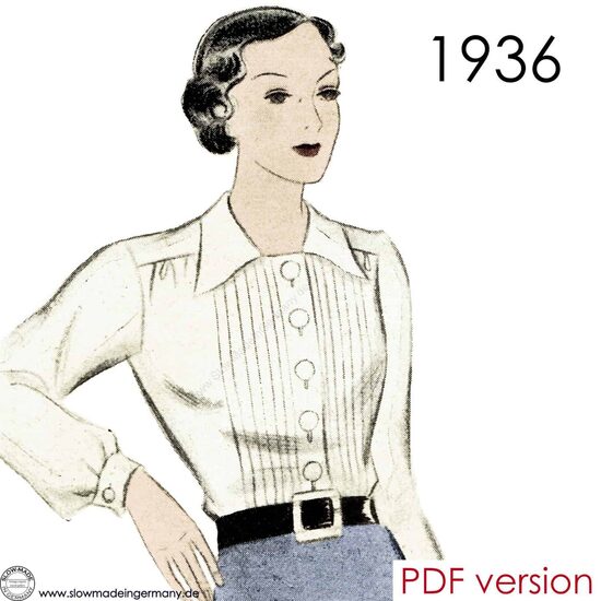 1936 Blouse. Bust 96 cm (37.8"). PDF.