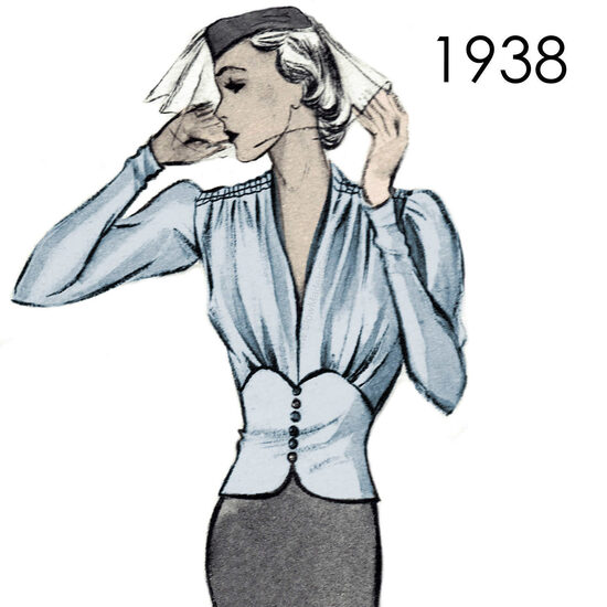 1938 Blouse. Bust 108 cm (42.5")