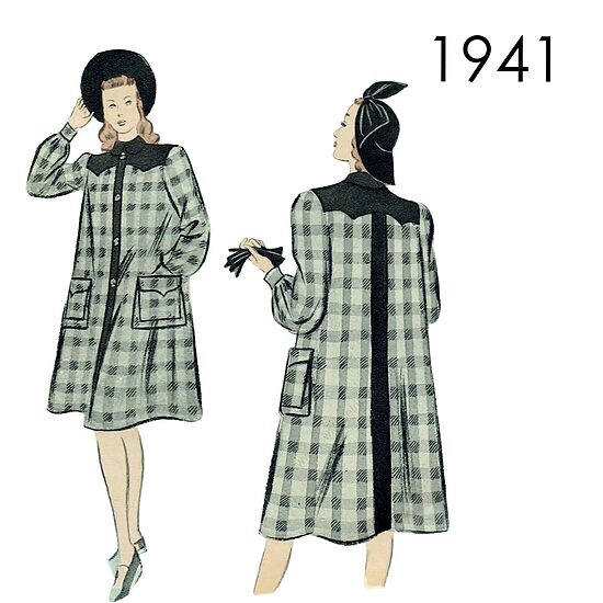 1941 Swing coat. Busts 88 or 96 cm (34.6" or 37.8")