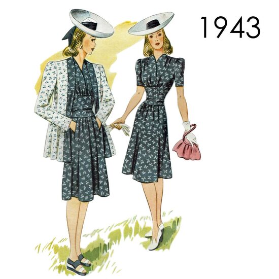 1943 Dress & Jacket. Bust 96 cm (38")