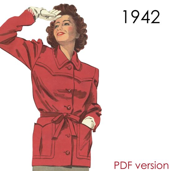 1942 Jacket. Bust 96 cm (37.8"). PDF pattern.