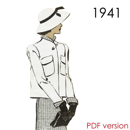 1941 Coat. Bust 88 cm (34.6"). PDF pattern.