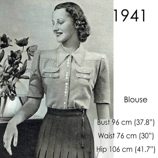 1941 Blouse. Bust 96 cm (37.8")
