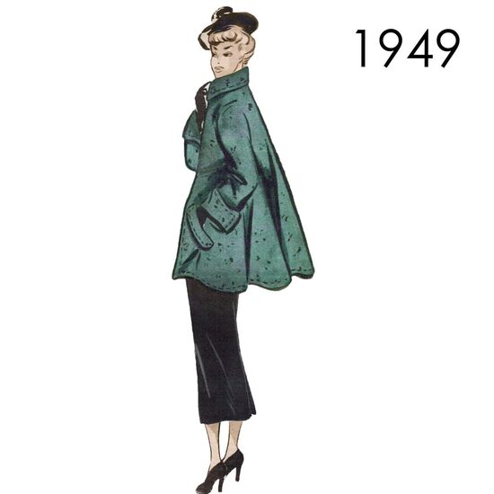 1949 Swing coat.  Bust 96 cm (37.8")