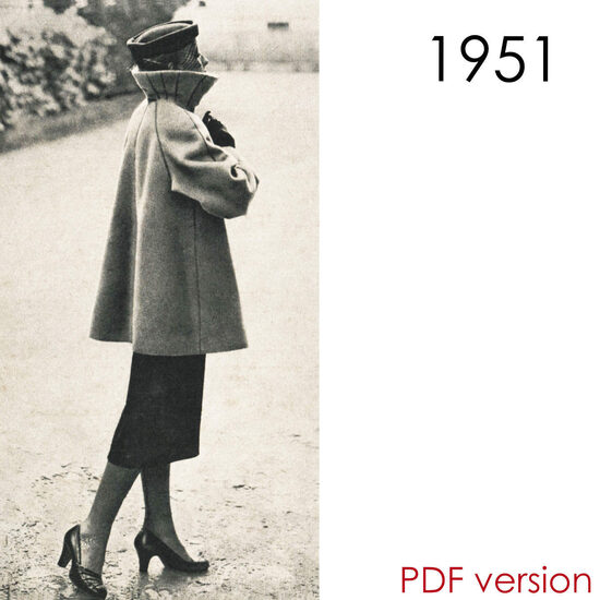 1951 Swing Coat. Bust 96 cm (37.8"). PDF pattern.