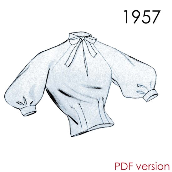 1957 Blouse 92 cm (36") bust. PDF pattern.