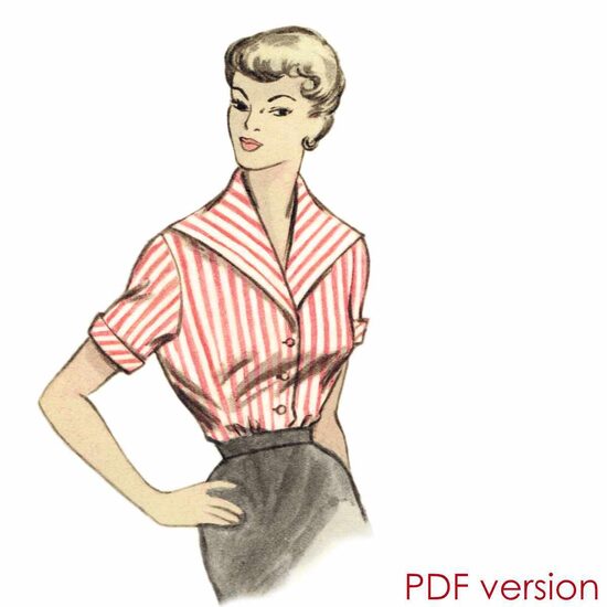 1955 Blouse. Bust 92 cm (36"). PDF pattern.