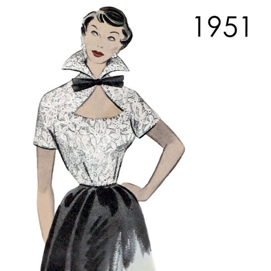 1951 Blouse.  Bust 96 cm (37.8")