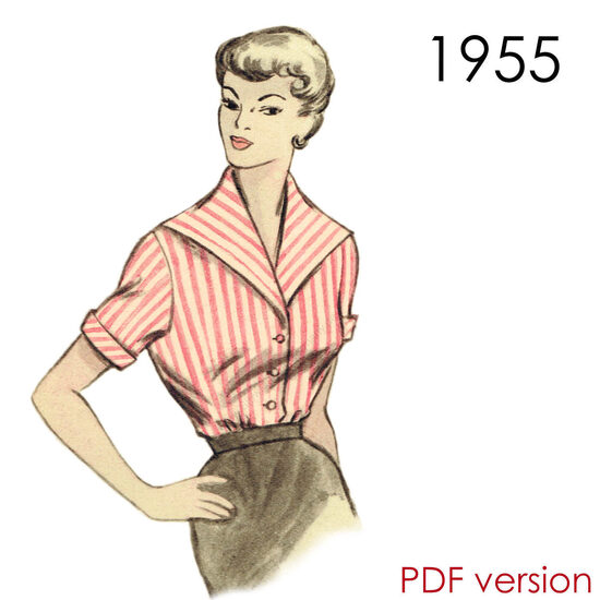 1955 Blouse 92 cm (36") bust. PDF pattern.