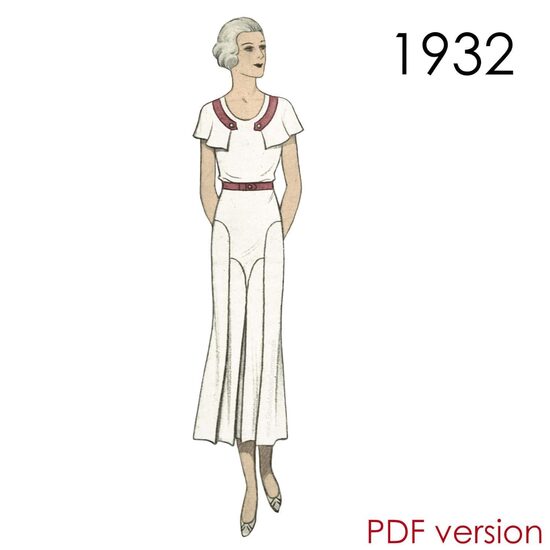 1932 Dress. Bust 96 cm (37.8"). PDF