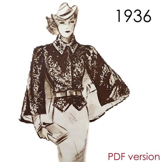 1936 Jacket. Bust 96 cm (37.8"). PDF.