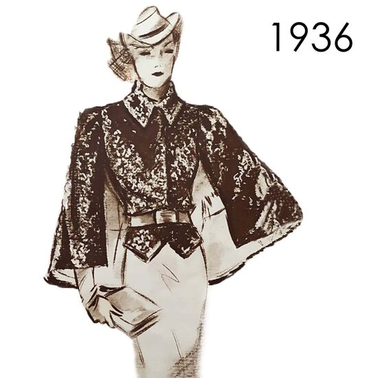 1936 Jacket-Cape. Bust 96 cm (37.8")