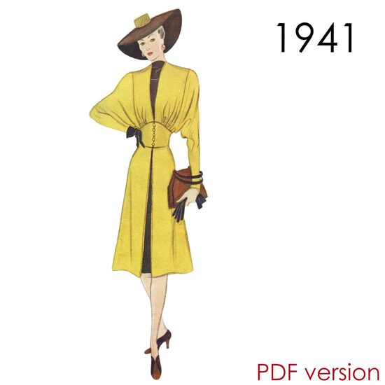 1941 Coat 88 cm (34.6") bust. PDF pattern.