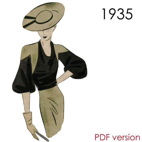 1935 Blouse & Vest PDF pattern 96 cm (37.8") bust