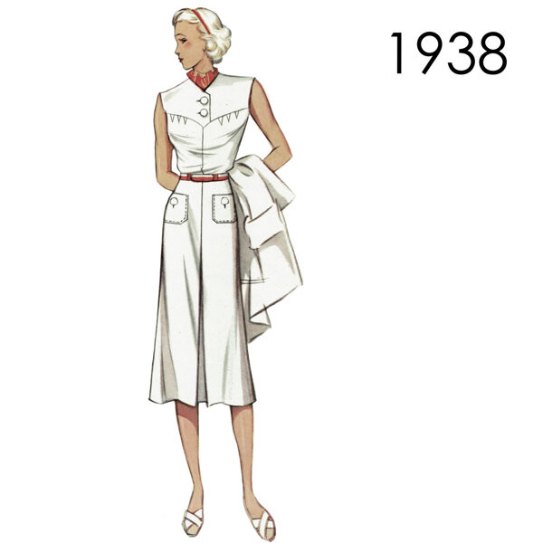 1938 Dress pattern in 96 cm/ 37.8" or 88 cm/ 34.6" bust