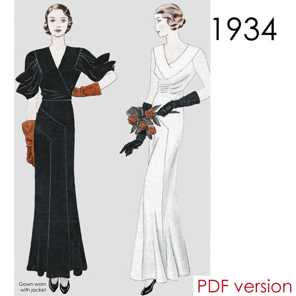 1934 Gown & Jacket PDF pattern 102 cm (40.2") bust