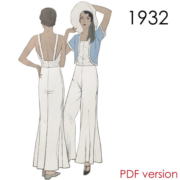 1932 Beach Pyjama PDF pattern 90 cm (35.4") bust