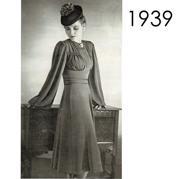 1939 Dress pattern 90 cm or 102 cm (35.4" or 40") bust