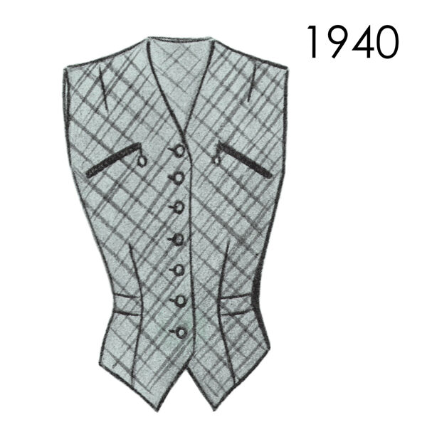 1940 Waistcoat pattern 90 cm or 102 cm (35.4" or 40") bust