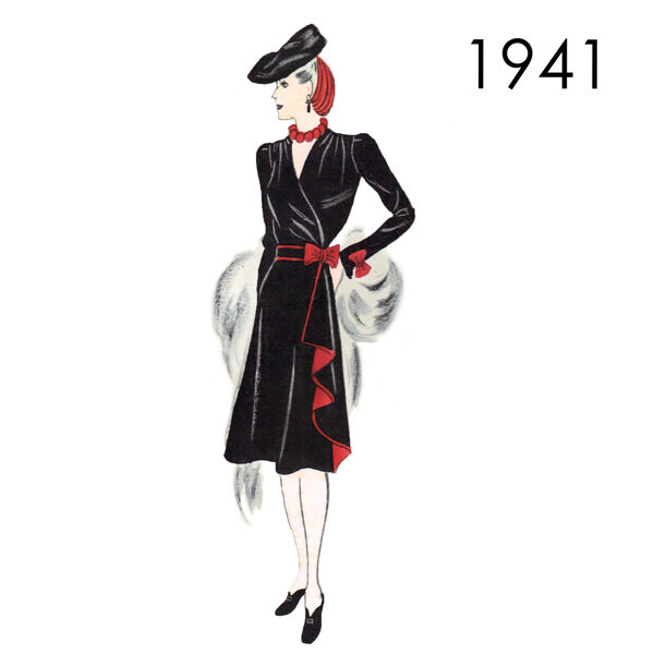 1941 Dress 96 cm (37.8") bust. PDF pattern.