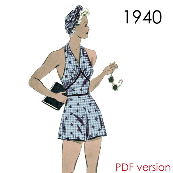 1940 Play suit 104 cm (41") bust. PDF pattern.